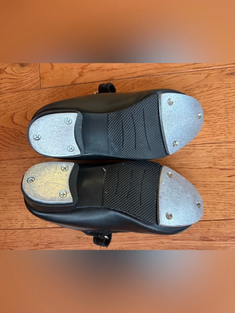 Girls Black Mary Jane Tap Shoes with Hook-and-Loop Strap